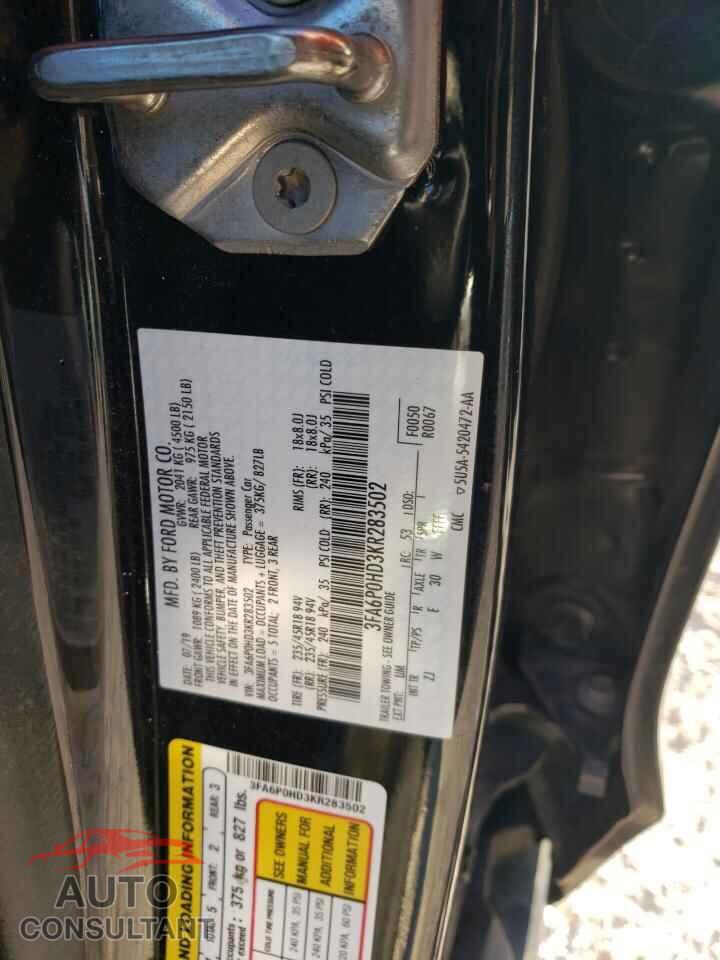 FORD FUSION 2019 - 3FA6P0HD3KR283502