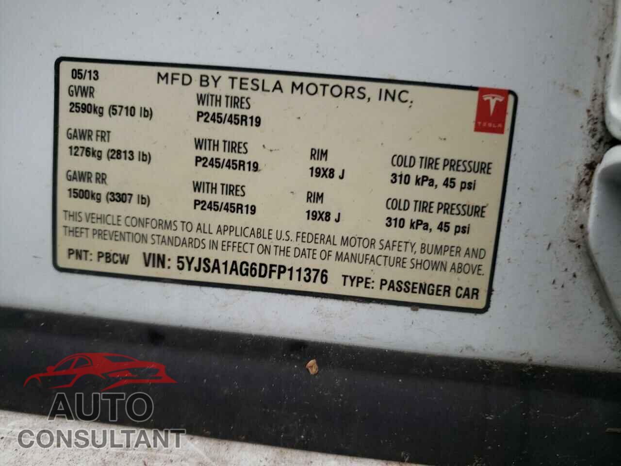 TESLA MODEL S 2013 - 5YJSA1AG6DFP11376