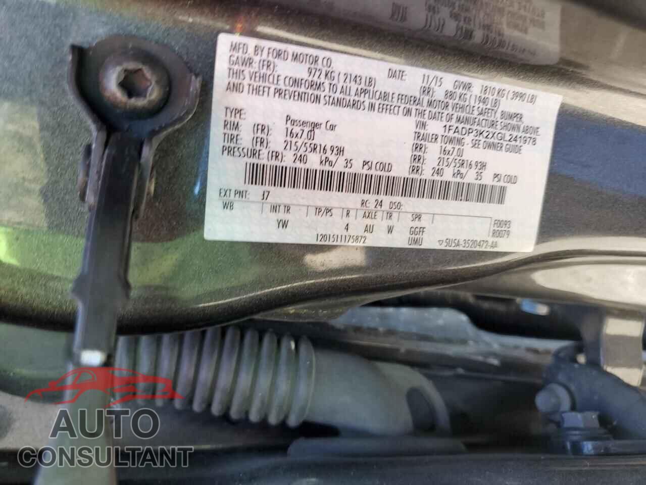 FORD FOCUS 2016 - 1FADP3K2XGL241978