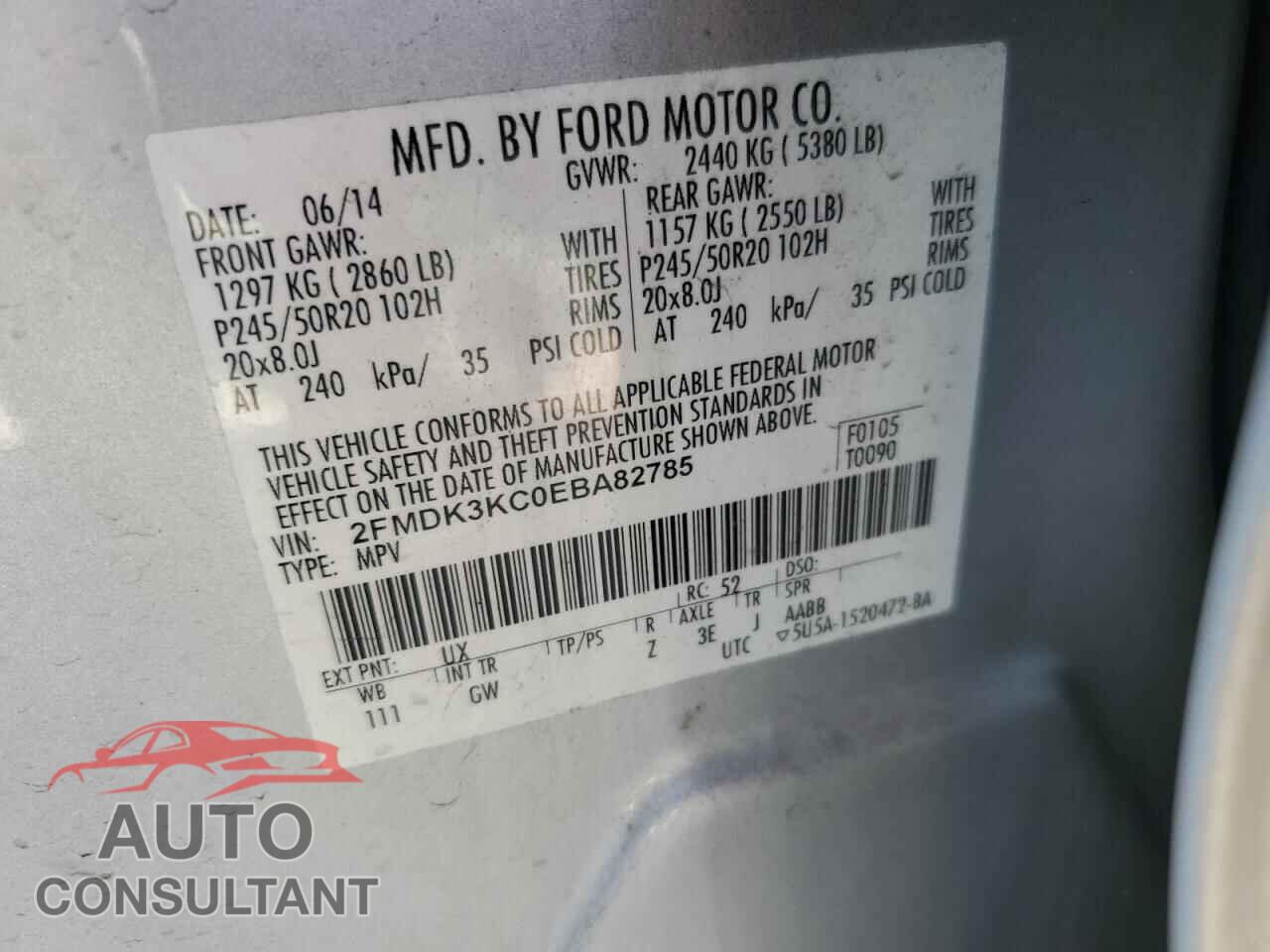FORD EDGE 2014 - 2FMDK3KC0EBA82785