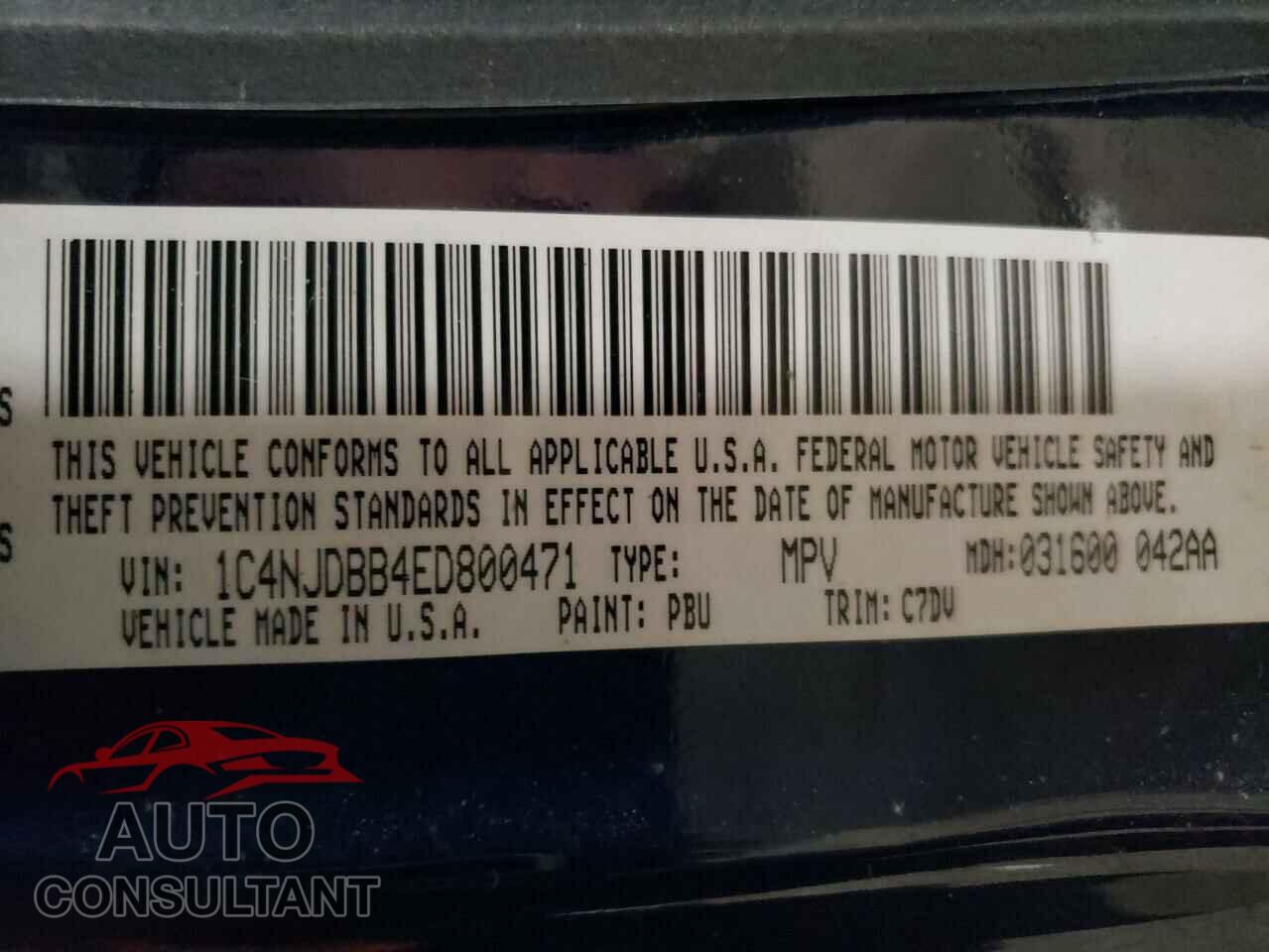 JEEP COMPASS 2014 - 1C4NJDBB4ED800471