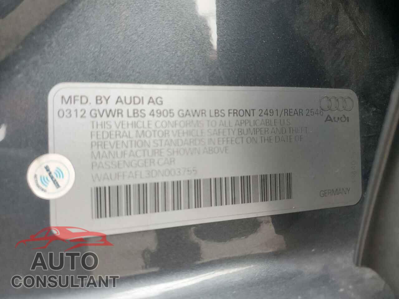 AUDI A4 2013 - WAUFFAFL3DN003755