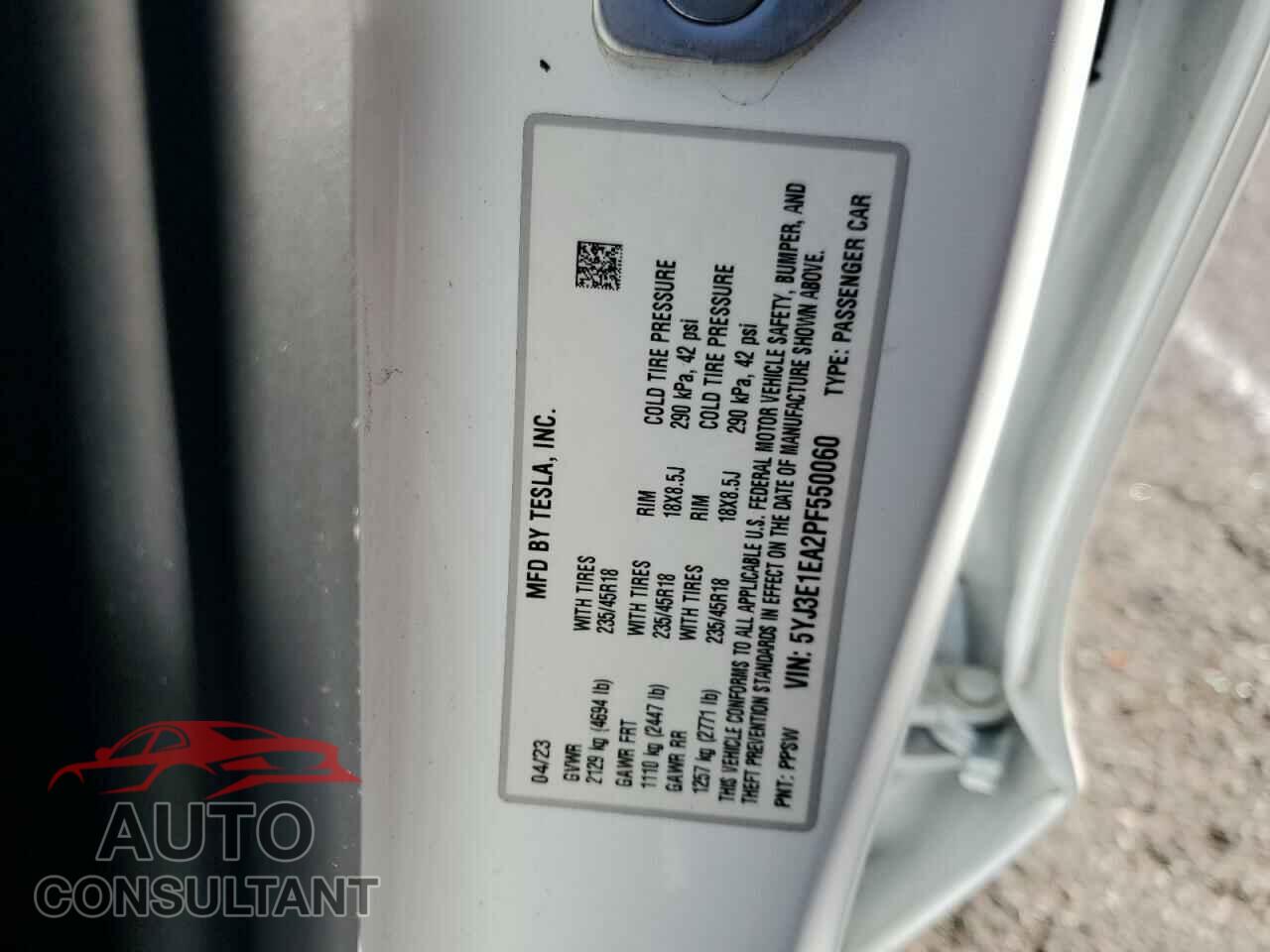 TESLA MODEL 3 2023 - 5YJ3E1EA2PF550060
