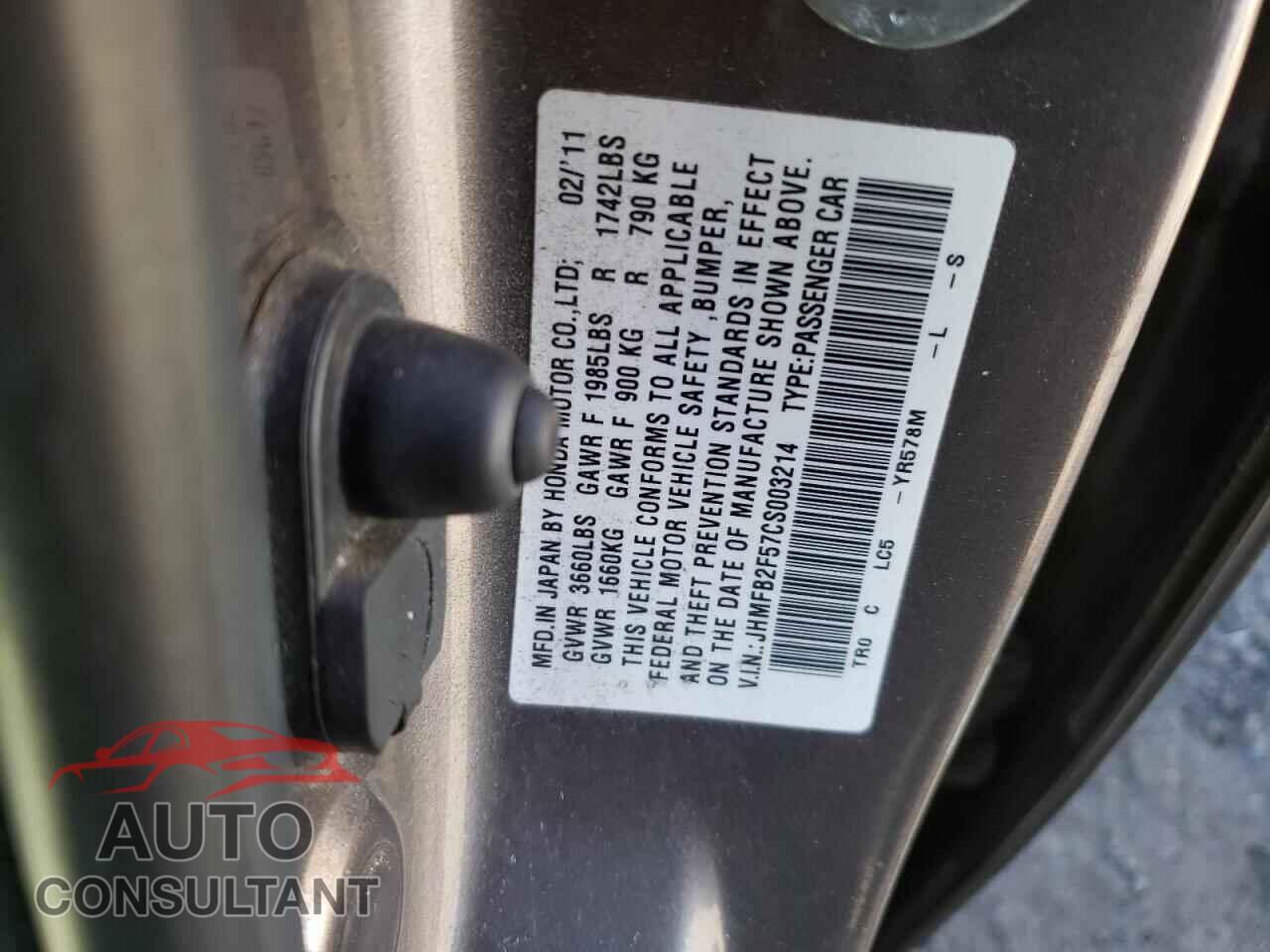 HONDA CIVIC 2012 - JHMFB2F57CS003214