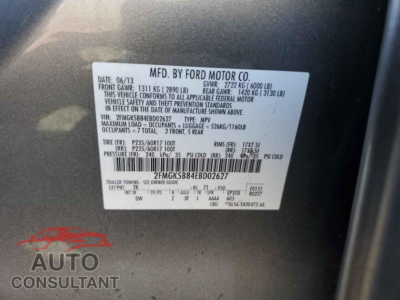 FORD FLEX 2014 - 2FMGK5B84EBD02627