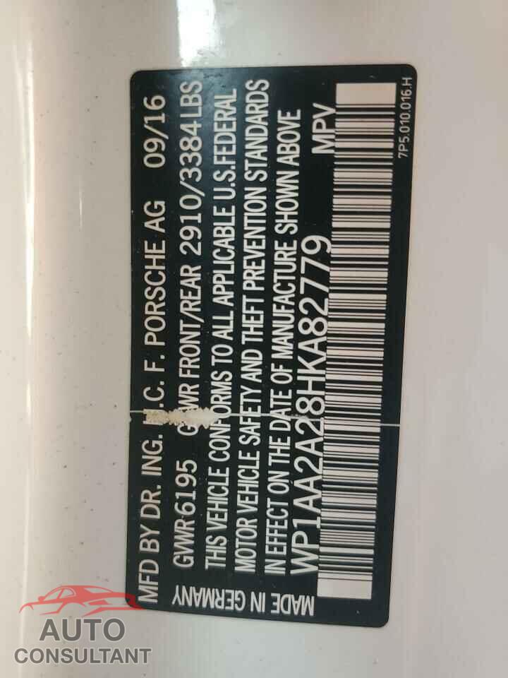 PORSCHE CAYENNE 2017 - WP1AA2A28HKA82779