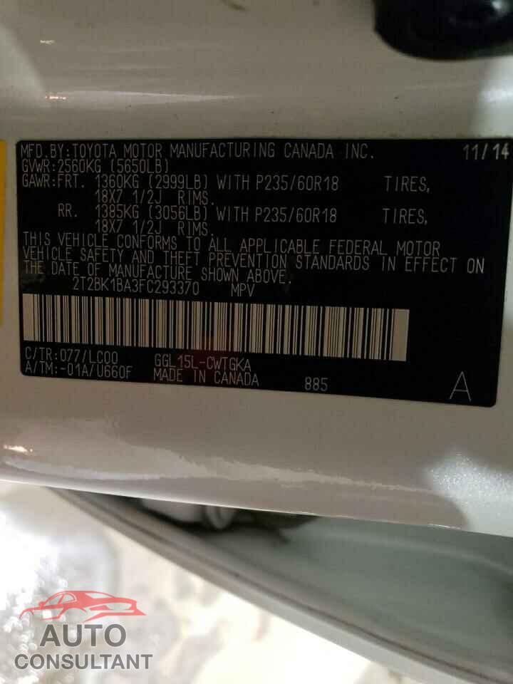 LEXUS RX350 2015 - 2T2BK1BA3FC293370