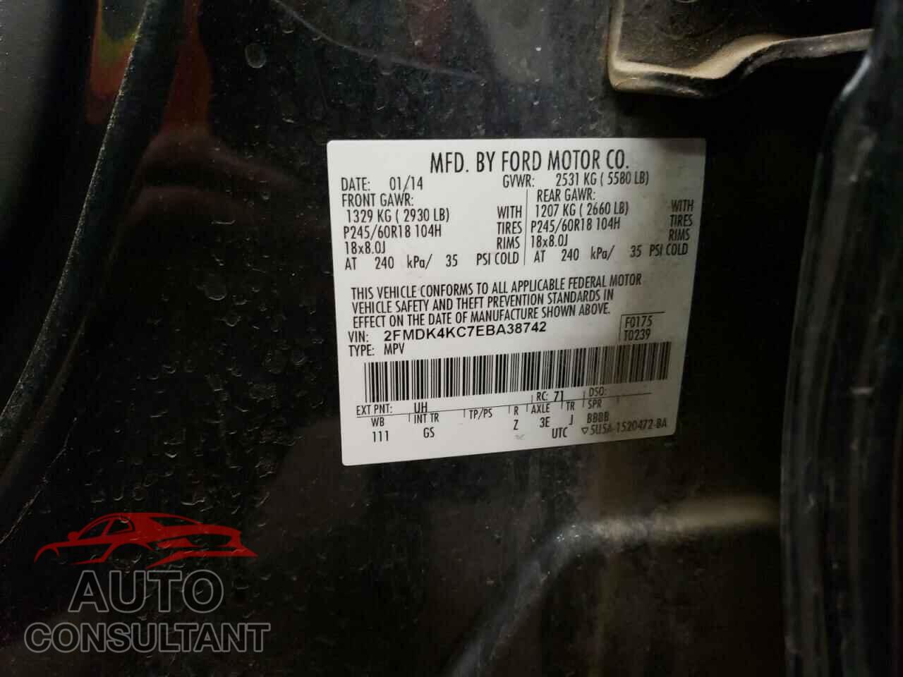 FORD EDGE 2014 - 2FMDK4KC7EBA38742