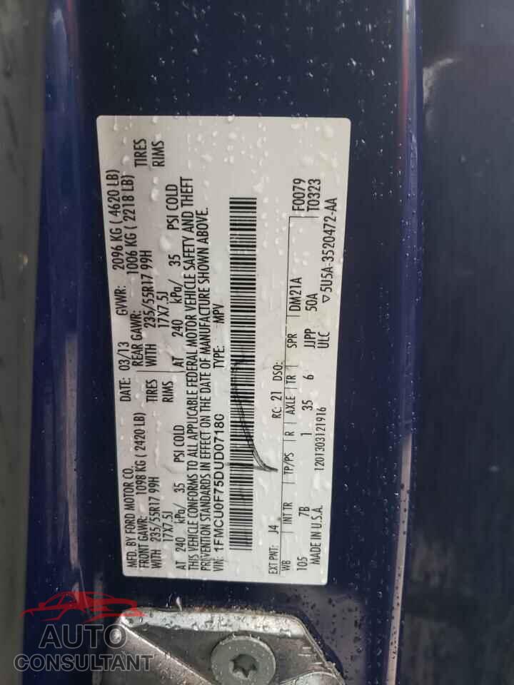 FORD ESCAPE 2013 - 1FMCU0F75DUD07180