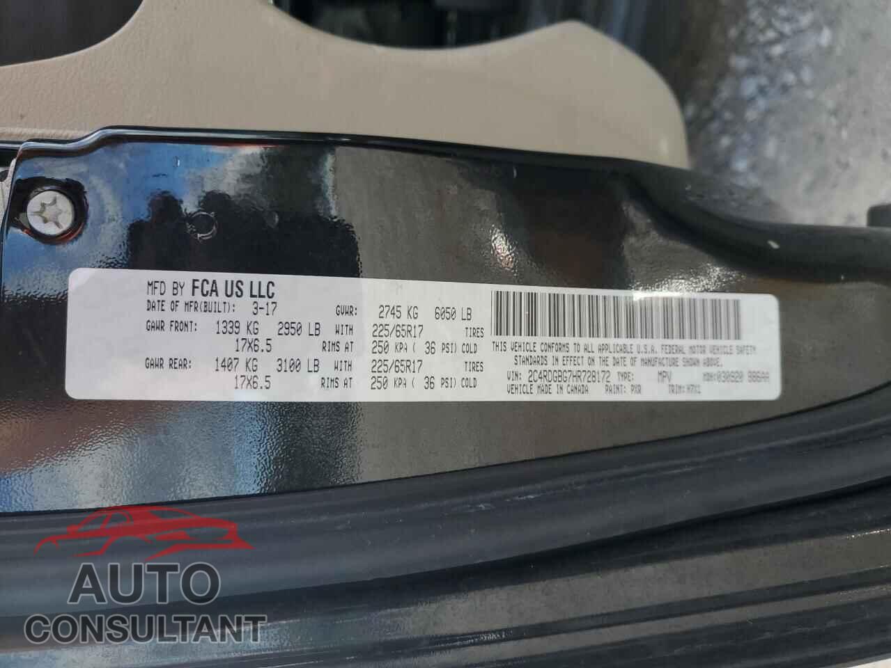 DODGE CARAVAN 2017 - 2C4RDGBG7HR728172