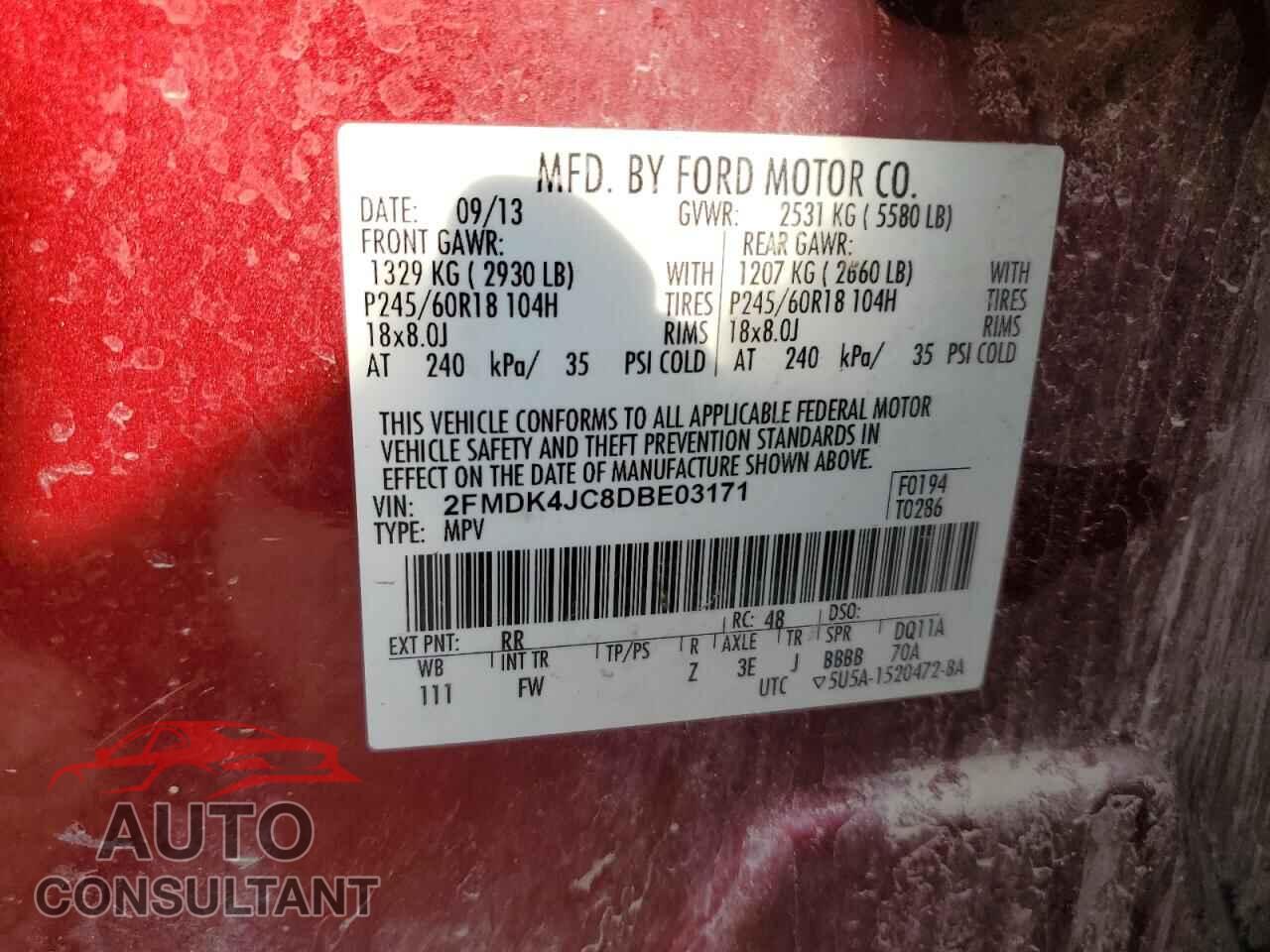 FORD EDGE 2013 - 2FMDK4JC8DBE03171