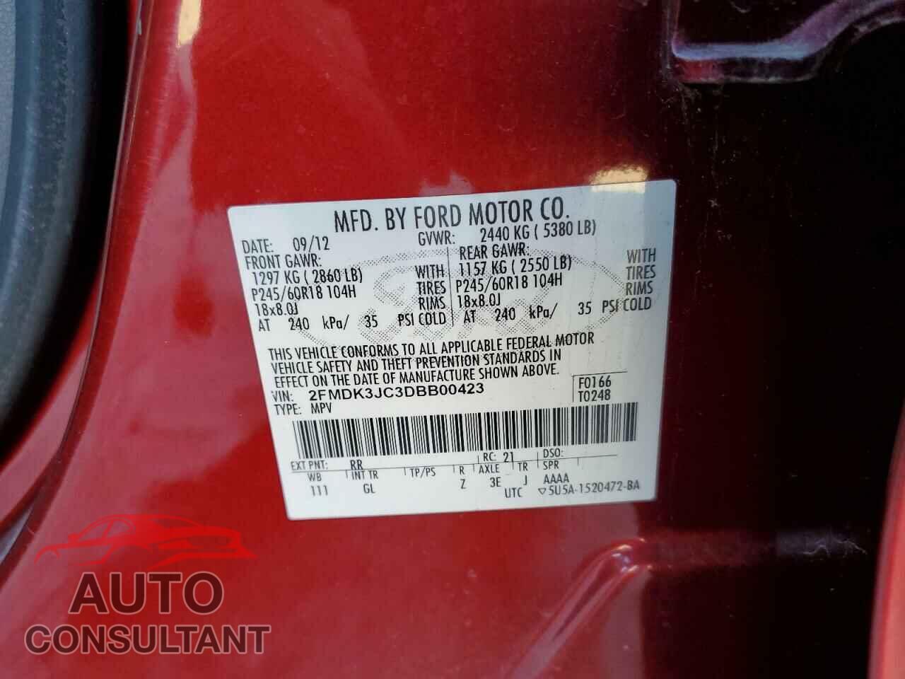 FORD EDGE 2013 - 2FMDK3JC3DBB00423