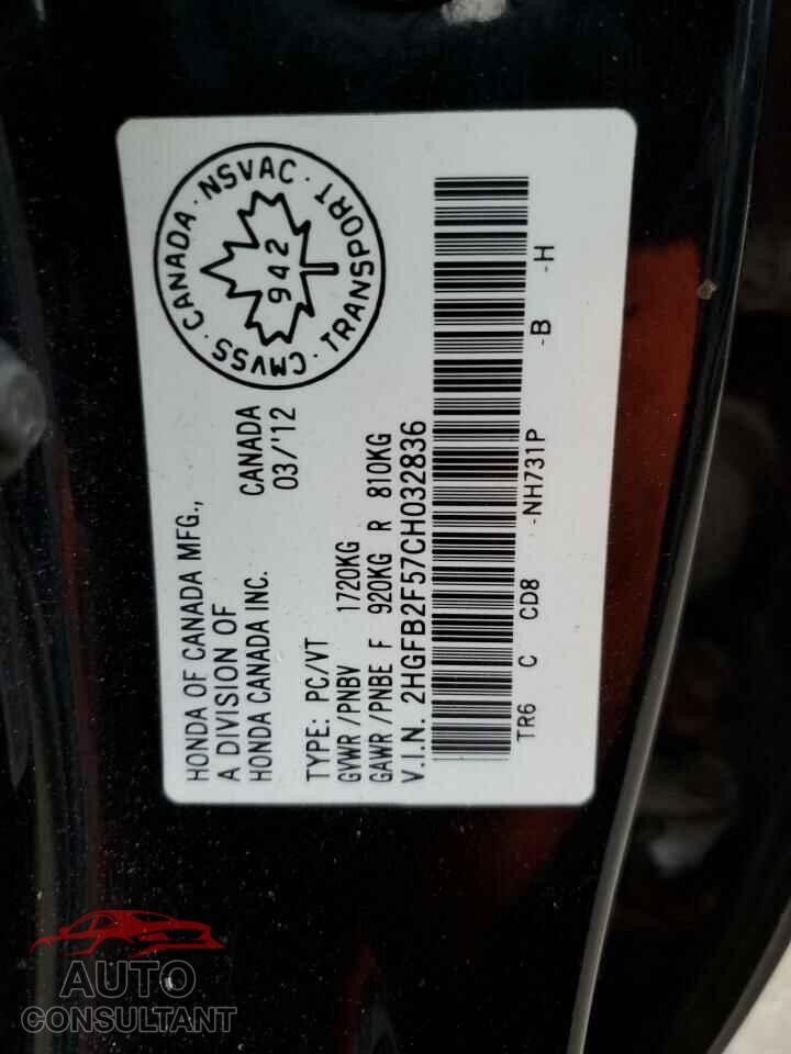 HONDA CIVIC 2012 - 2HGFB2F57CH032836