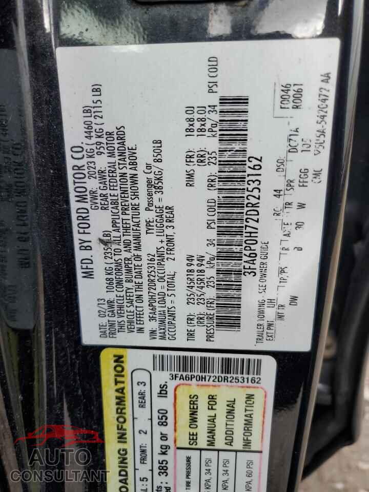 FORD FUSION 2013 - 3FA6P0H72DR253162