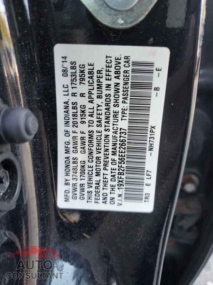 HONDA CIVIC 2014 - 19XFB2F56EE266737