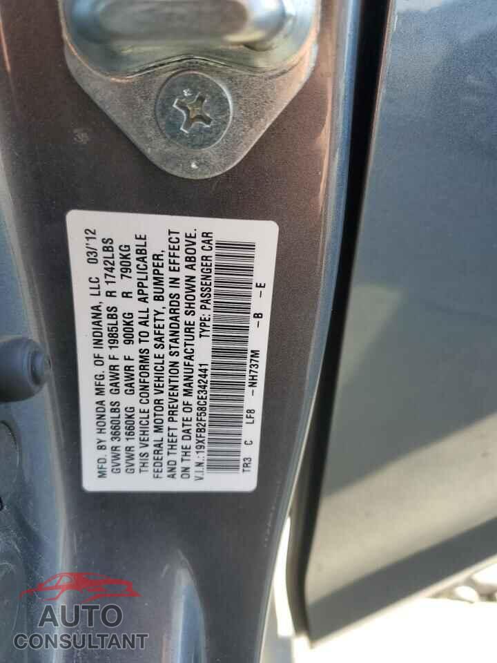 HONDA CIVIC 2012 - 19XFB2F58CE342441