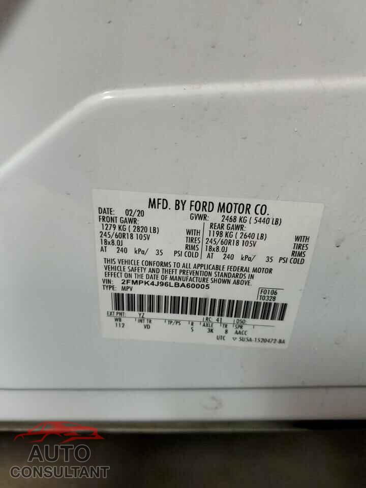FORD EDGE 2020 - 2FMPK4J96LBA60005