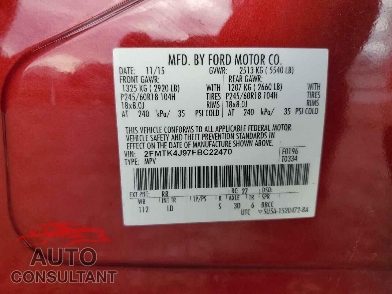 FORD EDGE 2015 - 2FMTK4J97FBC22470