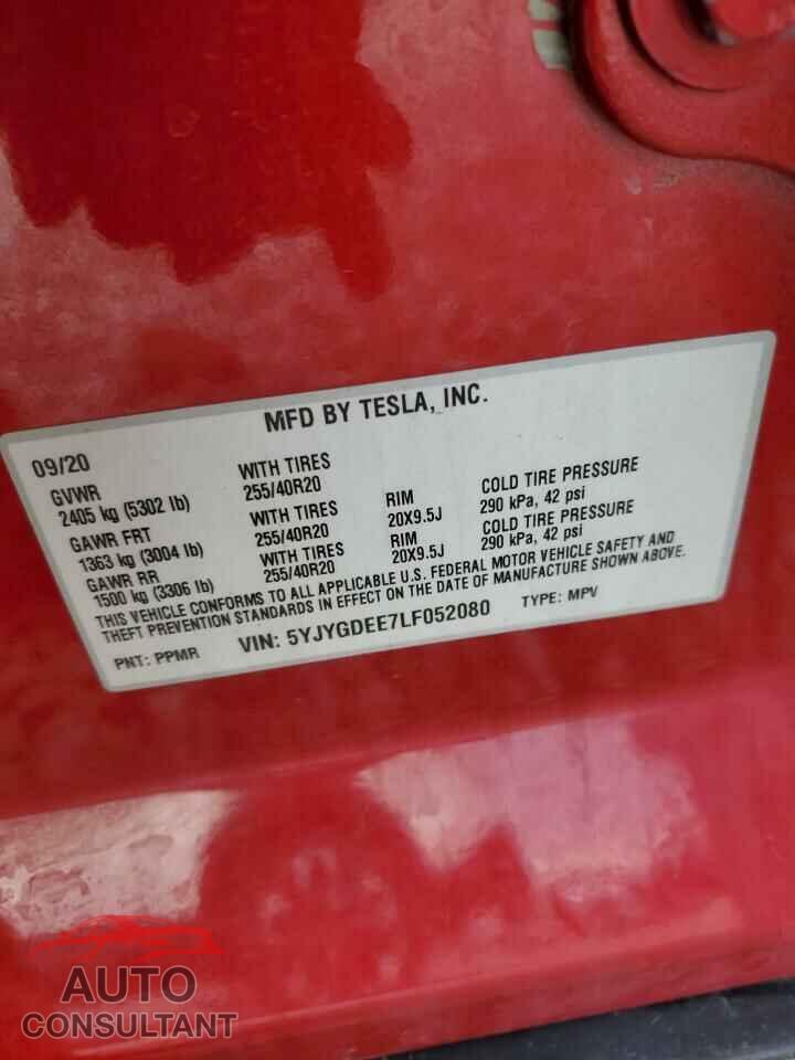 TESLA MODEL Y 2020 - 5YJYGDEE7LF052080