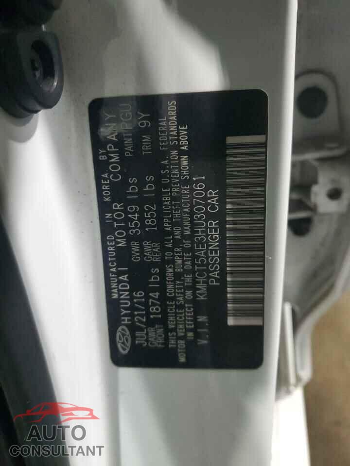 HYUNDAI ACCENT 2017 - KMHCT5AE3HU307061