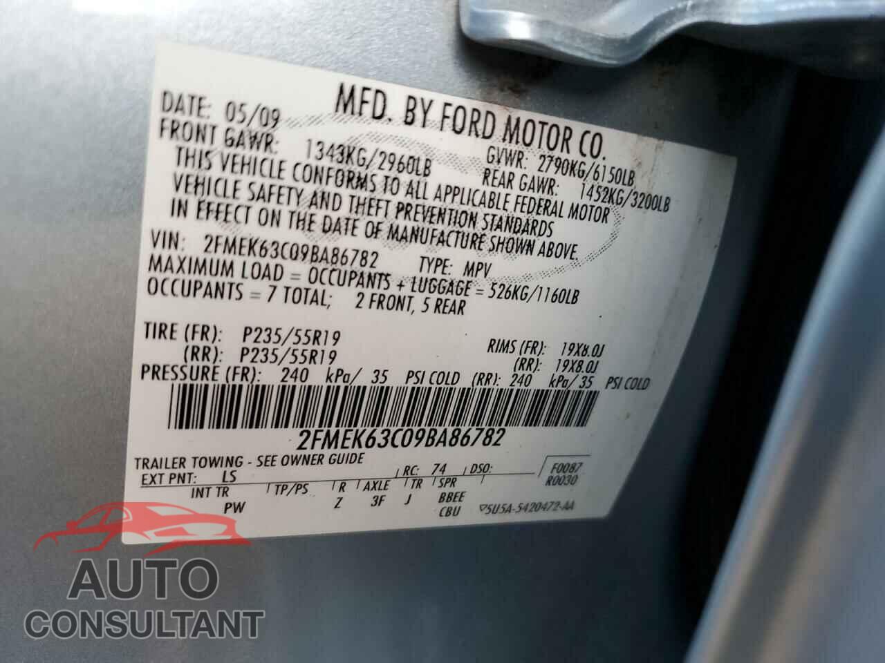 FORD FLEX 2009 - 2FMEK63C09BA86782