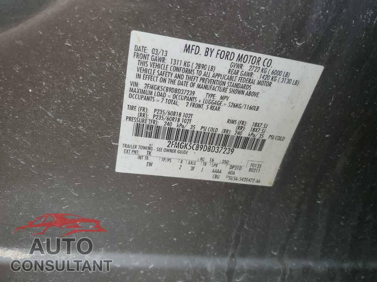 FORD FLEX 2013 - 2FMGK5C89DBD37239