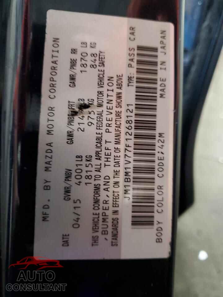 MAZDA 3 2015 - JM1BM1V77F1268121