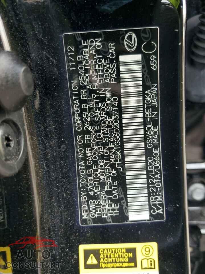 LEXUS ES350 2013 - JTHBK1GG6D2037140