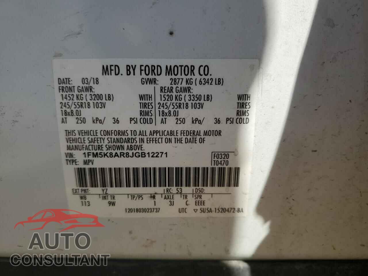 FORD EXPLORER 2018 - 1FM5K8AR8JGB12271