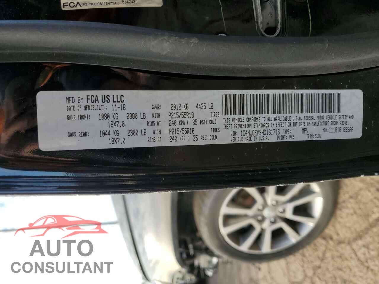 JEEP COMPASS 2017 - 1C4NJCEA9HD161716