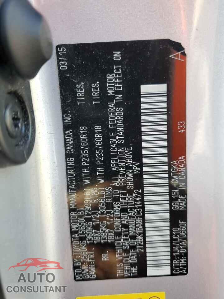 LEXUS RX350 2015 - 2T2BK1BA8FC314472