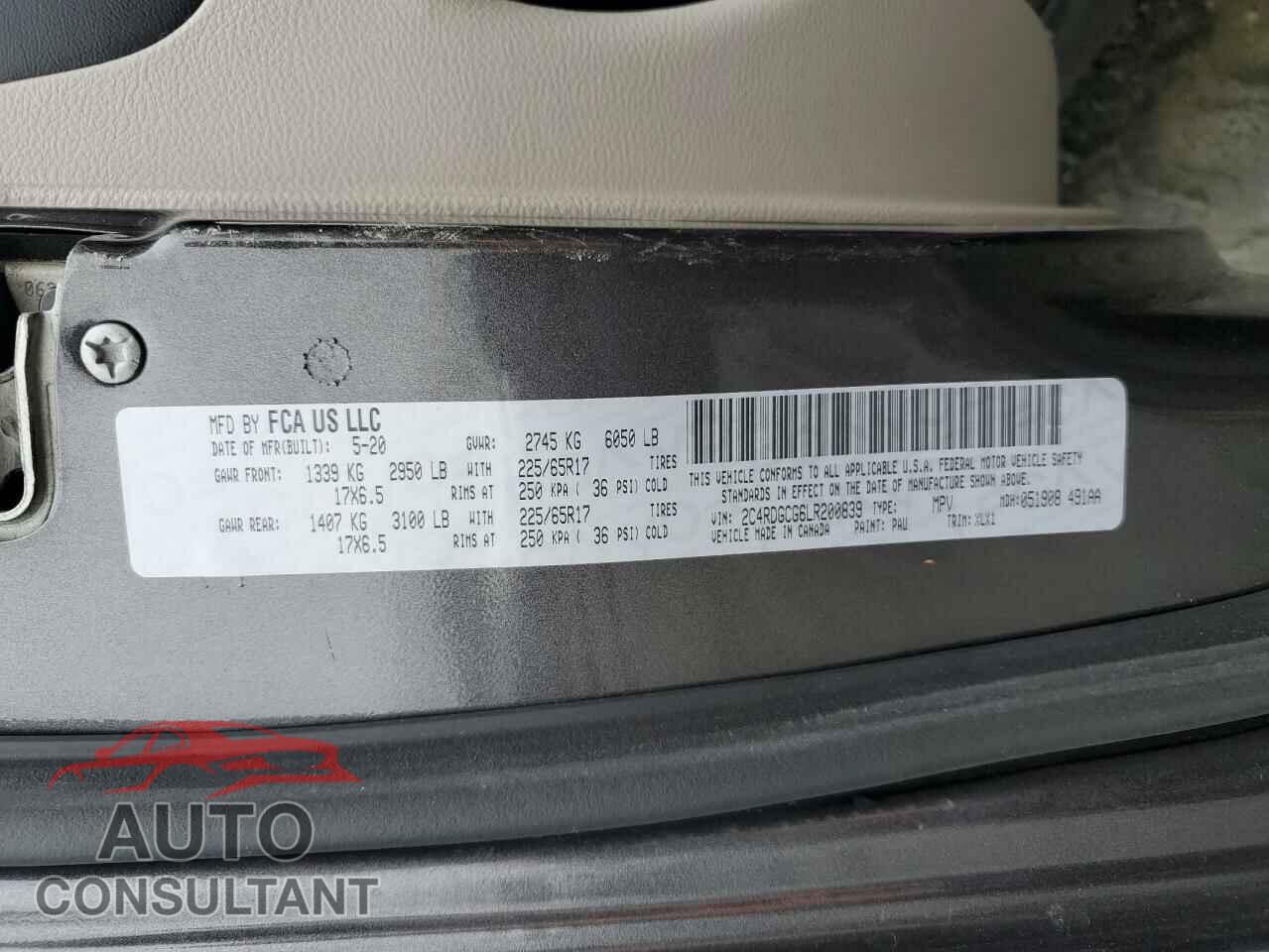 DODGE CARAVAN 2020 - 2C4RDGCG6LR200839