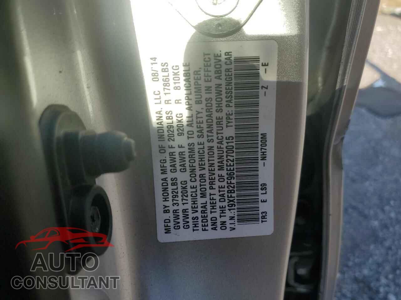 HONDA CIVIC 2014 - 19XFB2F96EE270015