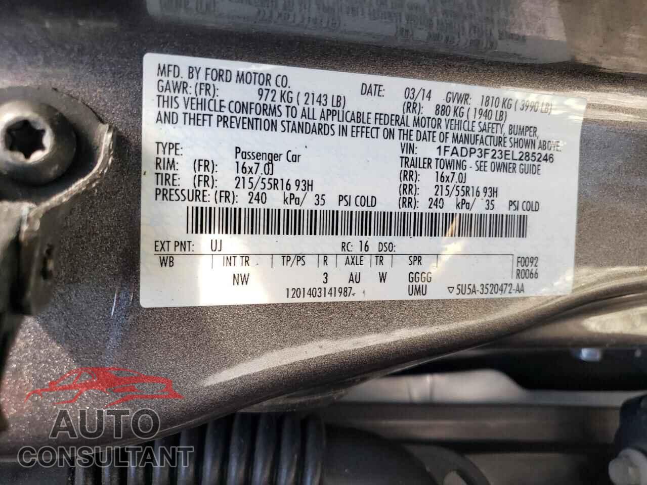 FORD FOCUS 2014 - 1FADP3F23EL285246