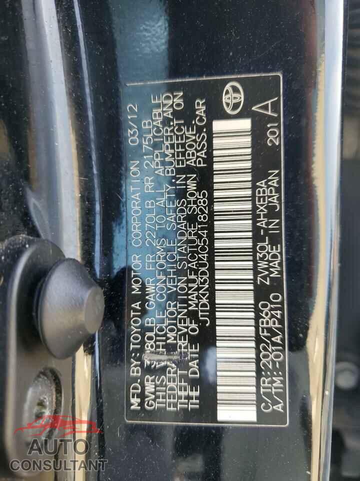 TOYOTA PRIUS 2012 - JTDKN3DU4C5418285