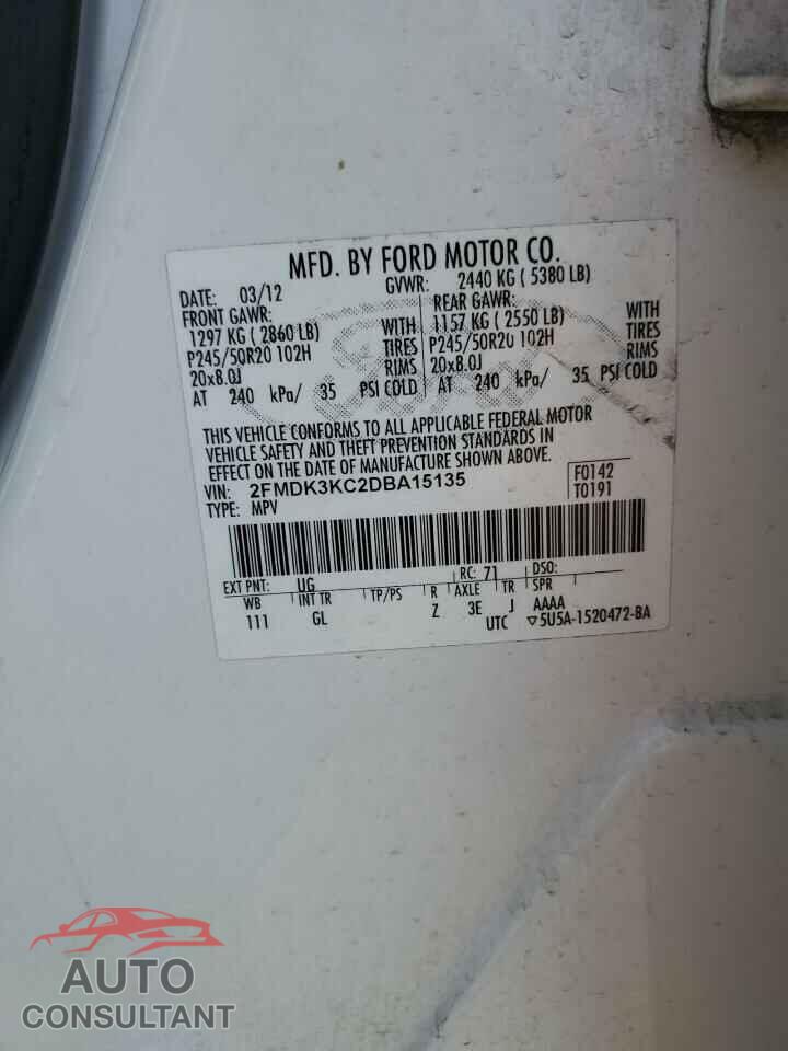 FORD EDGE 2013 - 2FMDK3KC2DBA15135