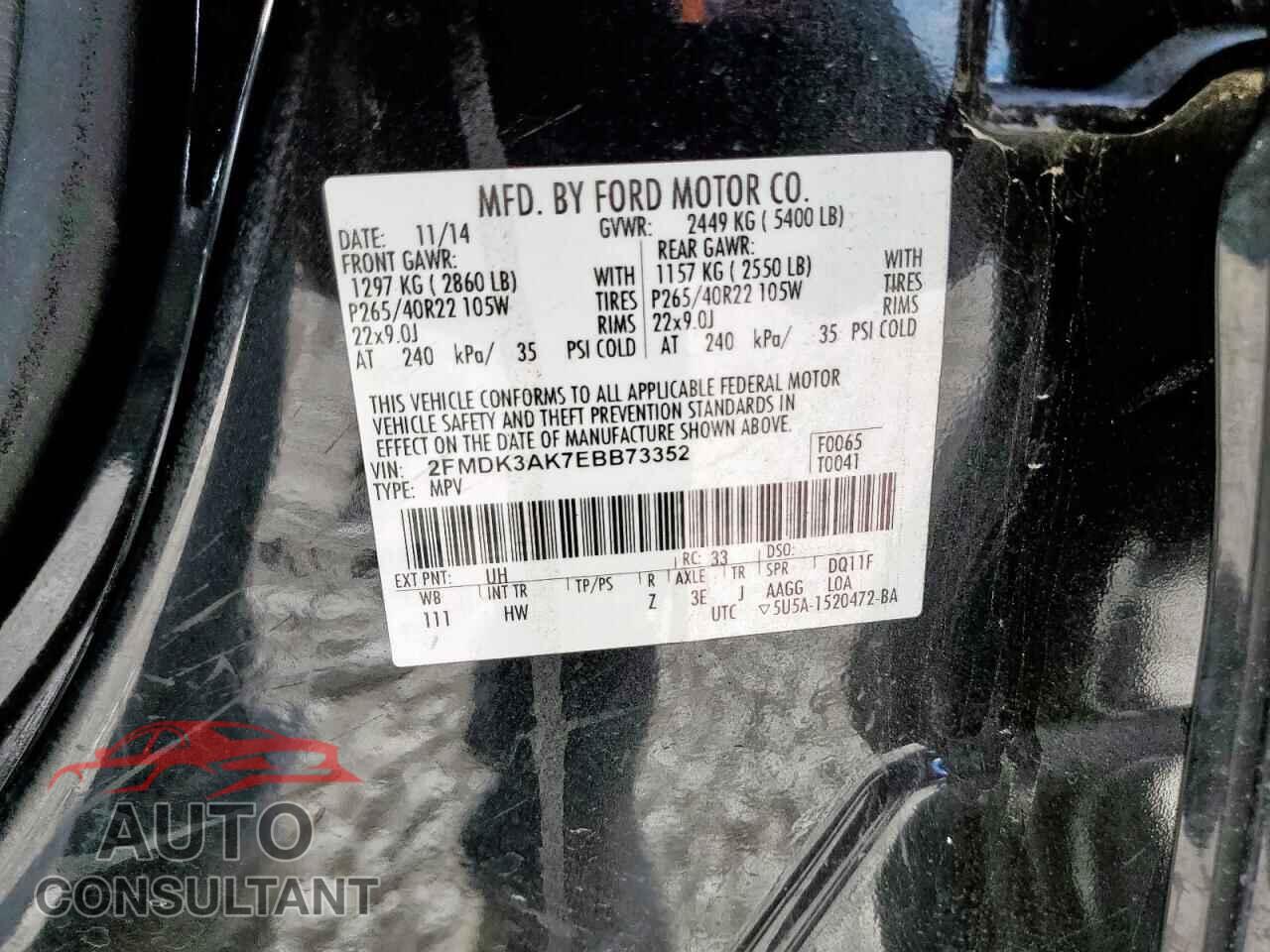 FORD EDGE 2014 - 2FMDK3AK7EBB73352