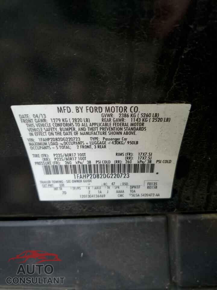 FORD TAURUS 2013 - 1FAHP2D82DG220723