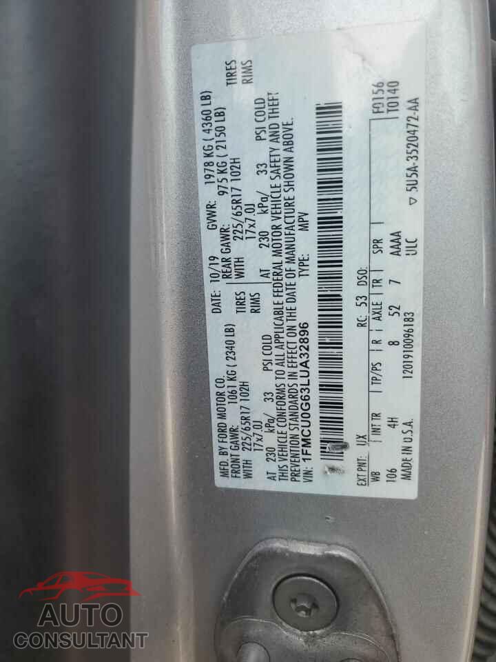 FORD ESCAPE 2020 - 1FMCU0G63LUA32896