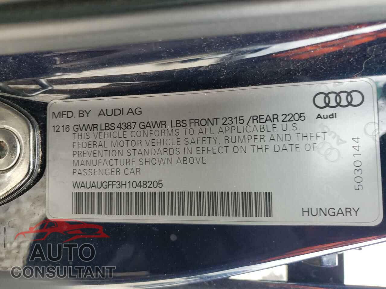 AUDI A3 2017 - WAUAUGFF3H1048205