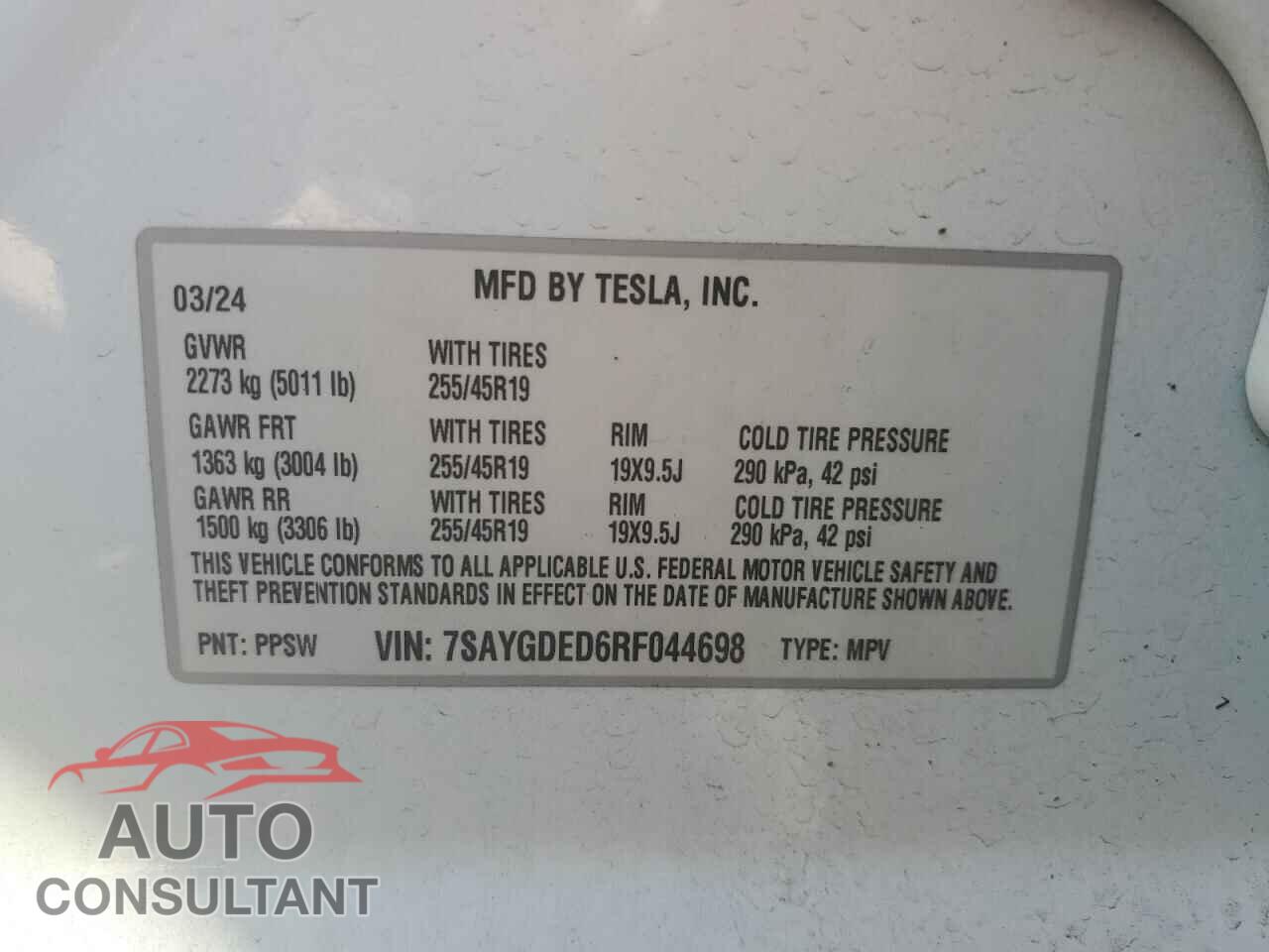 TESLA MODEL Y 2024 - 7SAYGDED6RF044698
