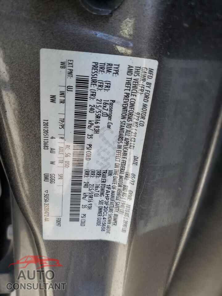 FORD FOCUS 2012 - 1FAHP3F20CL415658