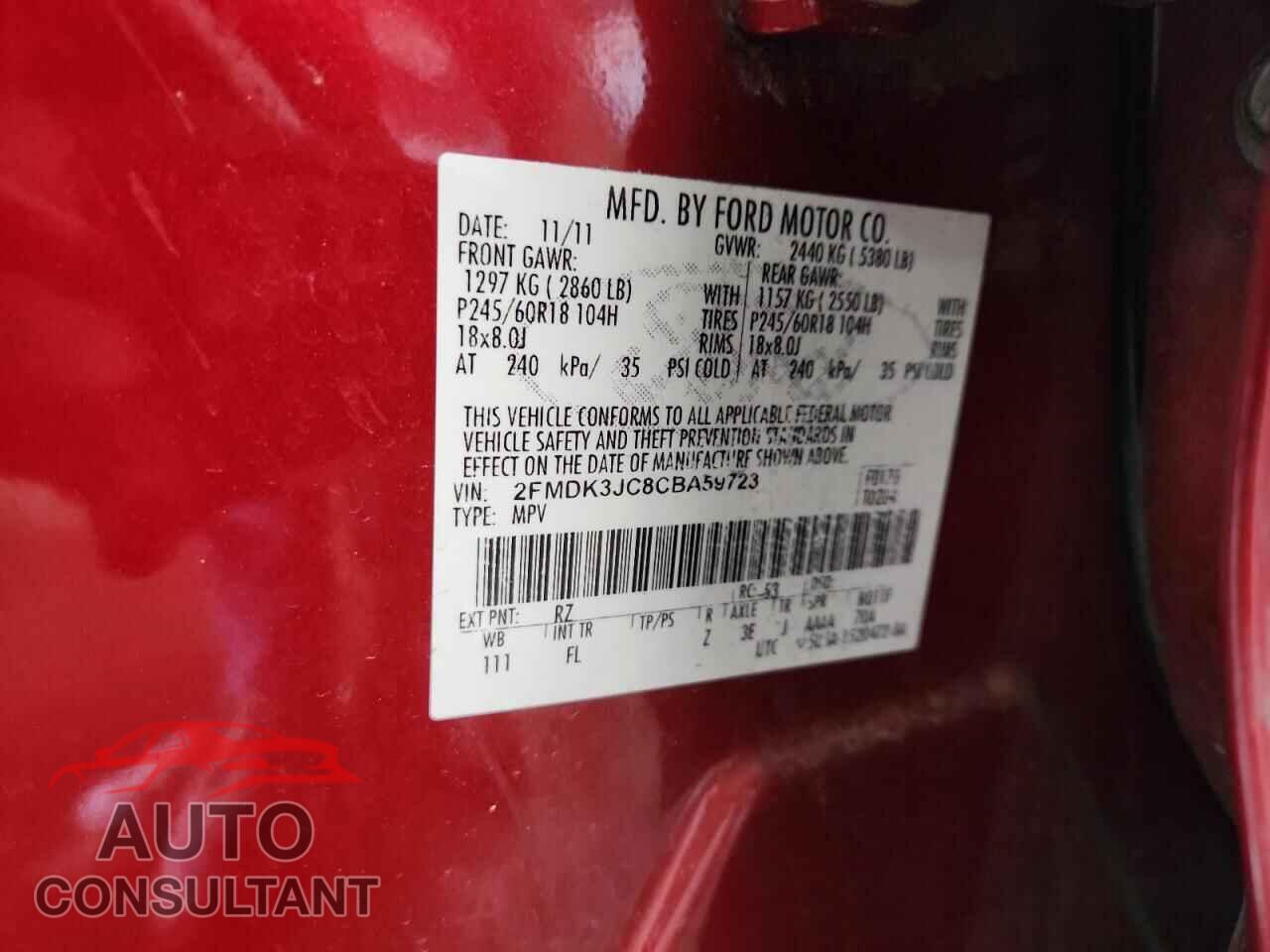 FORD EDGE 2012 - 2FMDK3JC8CBA59723