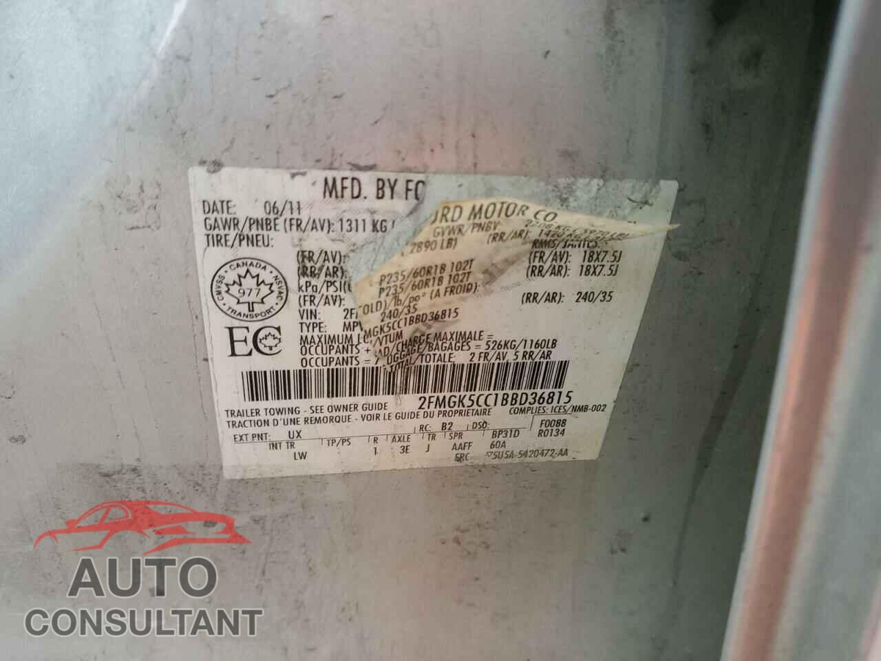 FORD FLEX 2011 - 2FMGK5CC1BBD36815