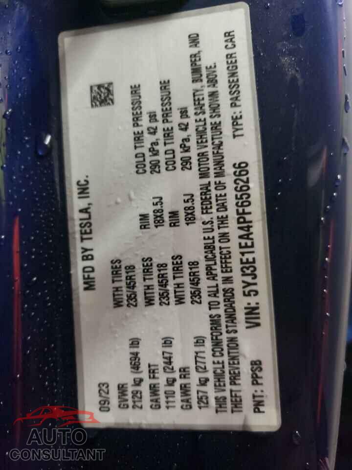 TESLA MODEL 3 2023 - 5YJ3E1EA4PF656266