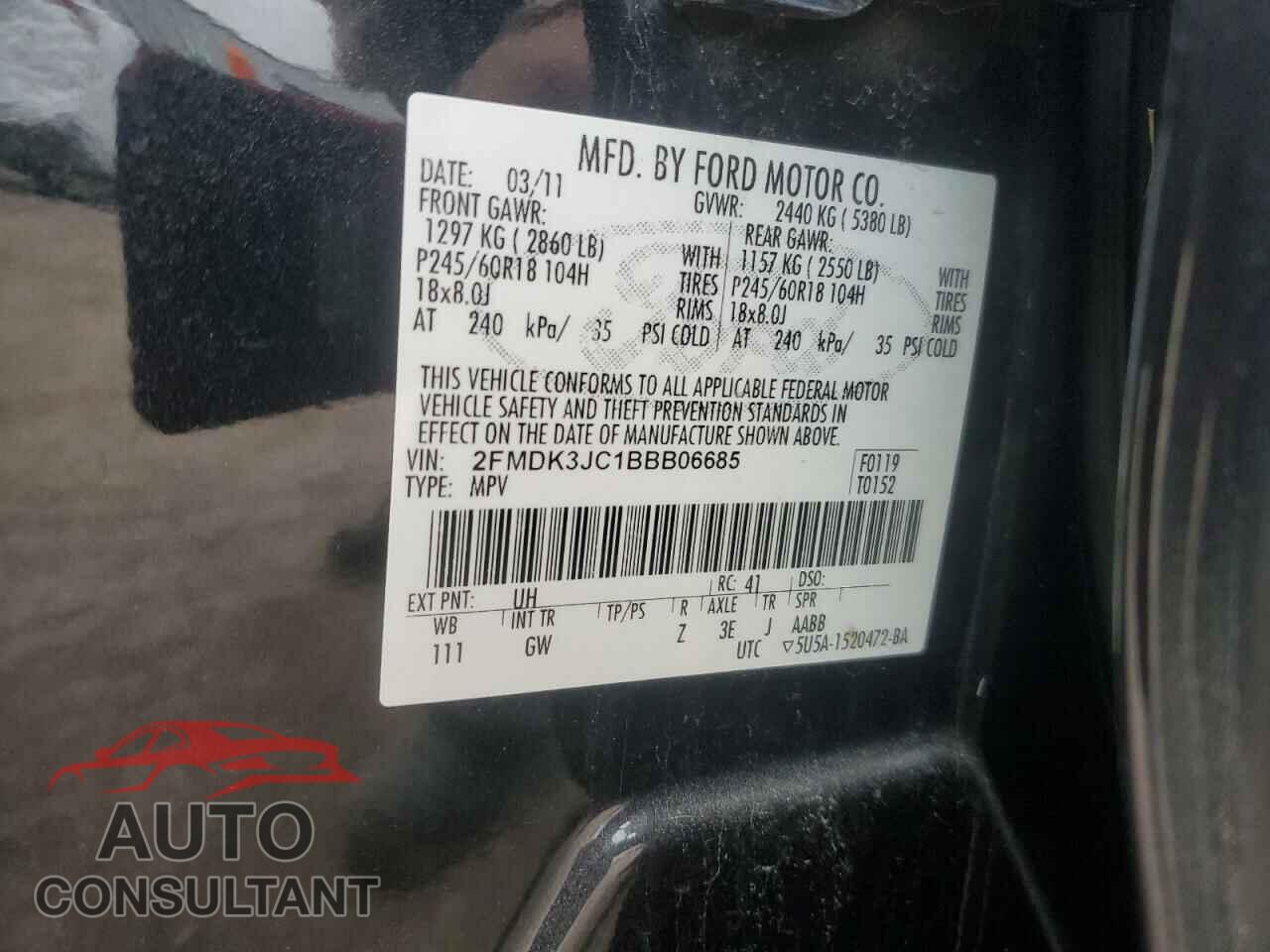 FORD EDGE 2011 - 2FMDK3JC1BBB06685