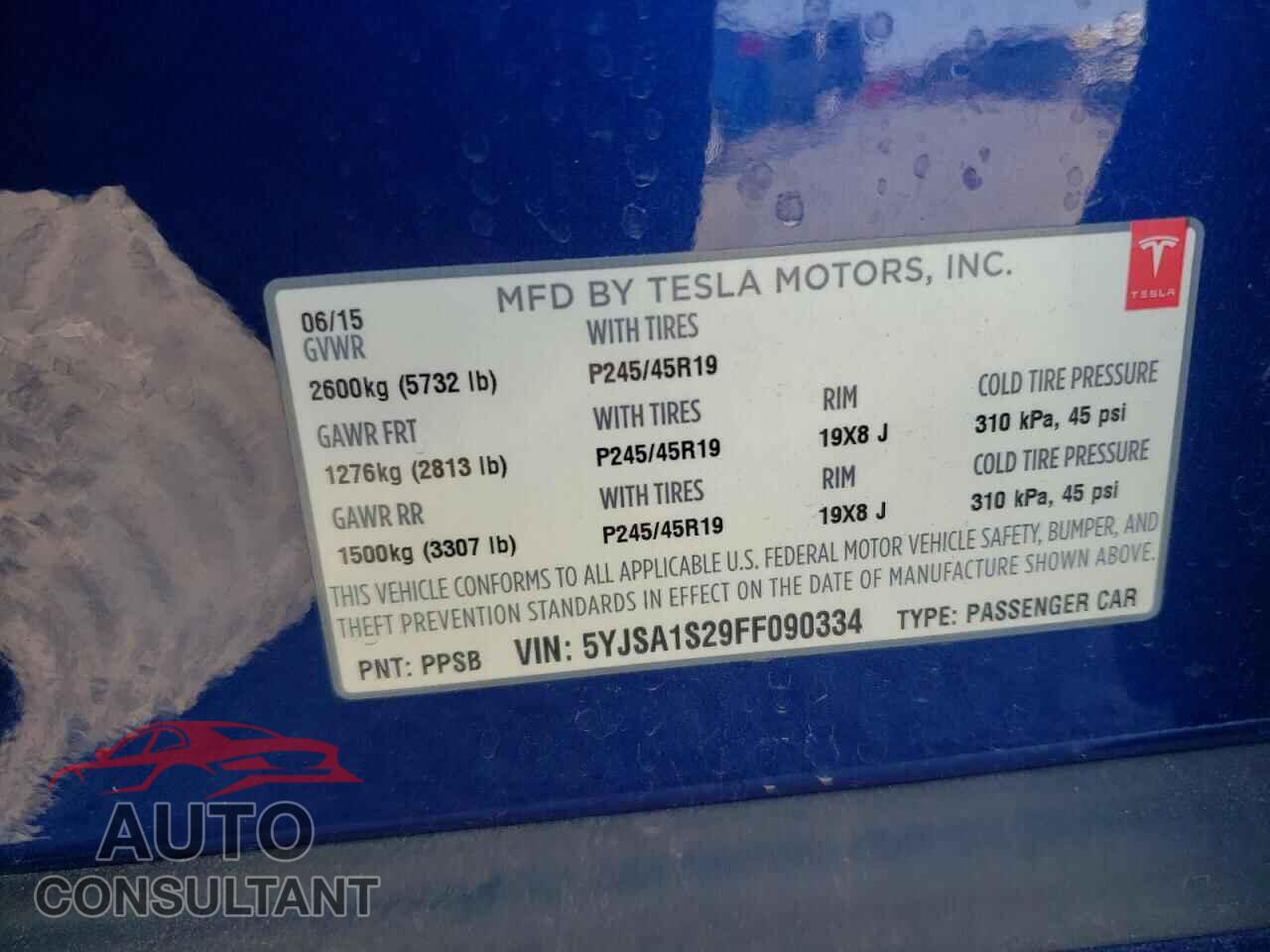 TESLA MODEL S 2015 - 5YJSA1S29FF090334