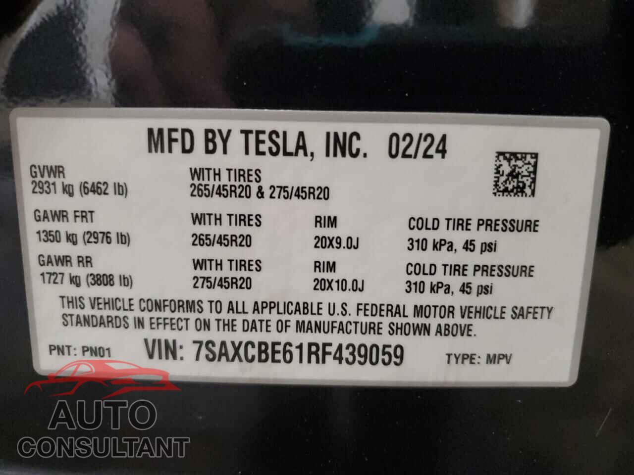 TESLA MODEL X 2024 - 7SAXCBE61RF439059