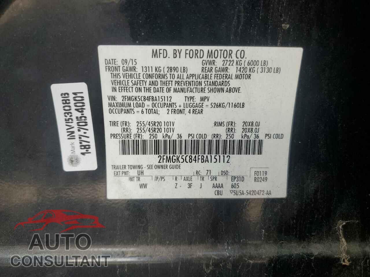 FORD FLEX 2015 - 2FMGK5C84FBA15112