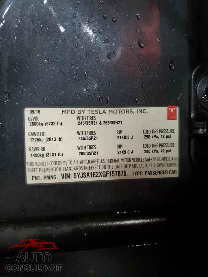 TESLA MODEL S 2016 - 5YJSA1E2XGF157875